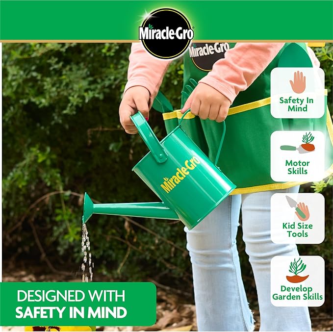 Red Toolbox Miracle-GRO 4 Piece Hand Garden Toolset for Kids Age 3+ with Hand Trowel, Hand Fork, Gloves and Watering Can