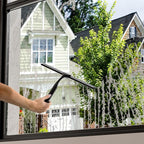 Shower Squeegee for Glass Doors, Shower Squeegee for Tile Shower Walls, Stainless Steel Squeegee for Bathroom, Windows and Mirrors with Storage Hook-12”, Black