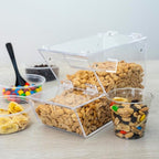 Inevibe Candy Bin Topping Dispenser - Acrylic Bulk Sprinkle Container with Scoop, Stackable & Magnetic for Multiple Holders - For Cereal, Nuts, Candies & Snack Food Storage - 2 Pack