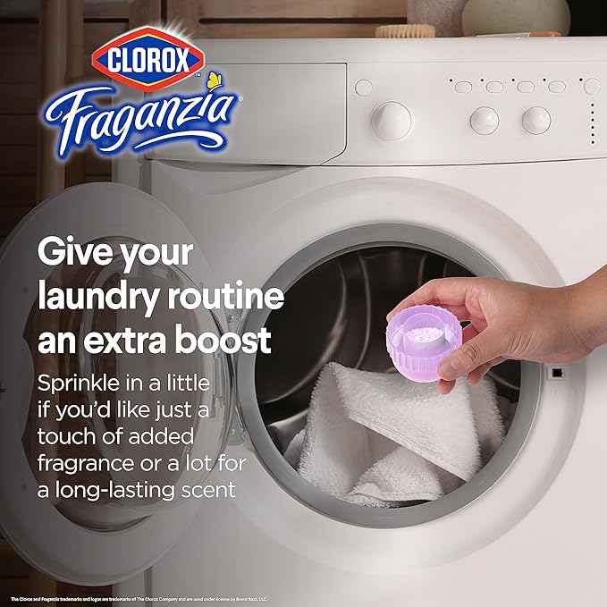 Clorox Fraganzia Laundry Scent Booster Crystals, In-Wash Fragrance Beads for Fresh-Smelling Clothes & Linens, Safe for All Fabrics & Colors, Lavender with Eucalyptus, 18 Oz, 2 Pack