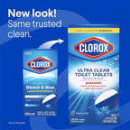 Clorox Ultra Clean Toilet Tablets Bleach & Blue, Rain Clean Scent, 2.47 Ounces Each, 4 Count (Package May Vary)