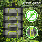 4 Layer Herb Drying Rack, Hanging Mesh Net, Foldable Plant Drying Rack With U-Shaped Zipper, Garden Trimming Shears and Hooks, For Drying Herbs Plants, Fruits, Seafood, Clothing(4 Layers-23.62'')