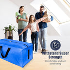 HOMESURE 4 Pack Large Strong Moving Bags with Zippers & Carrying Handles - Water-Resistant - Heavy Duty Storage Tote for Space Saving, Fold Flat, Alternative to Moving Box (Sky Blue)
