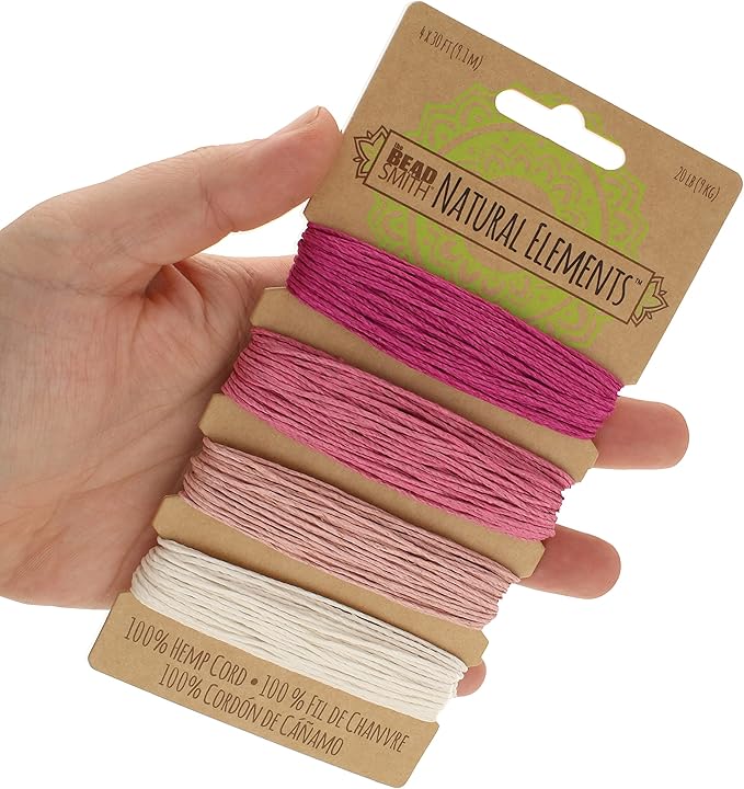 The Beadsmith 100% Hemp Cord – Ruby Colors – 1mm, 30 Foot Spool, 20LB Test Strength – Twine for Jewelry Making, Macrame, Paper Crafts, Gardening, Scrapbooking, Home Décor, DIY String Art & More