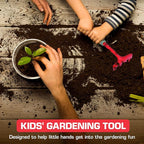Rugg Kids Garden Hand Hoe, Mini Digging Tool with Wooden Handle, Gardening Tool for Children, Red
