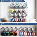 LARGER Compartment - 4 Tier Stackable Water Bottle Organizer Holder - for Stanley 40oz & Others' Large Tumbler - Clear Wine Rack, 16 Cup Bottle Holder for Cabinet Home Countertop Fridge Pantry Shelf