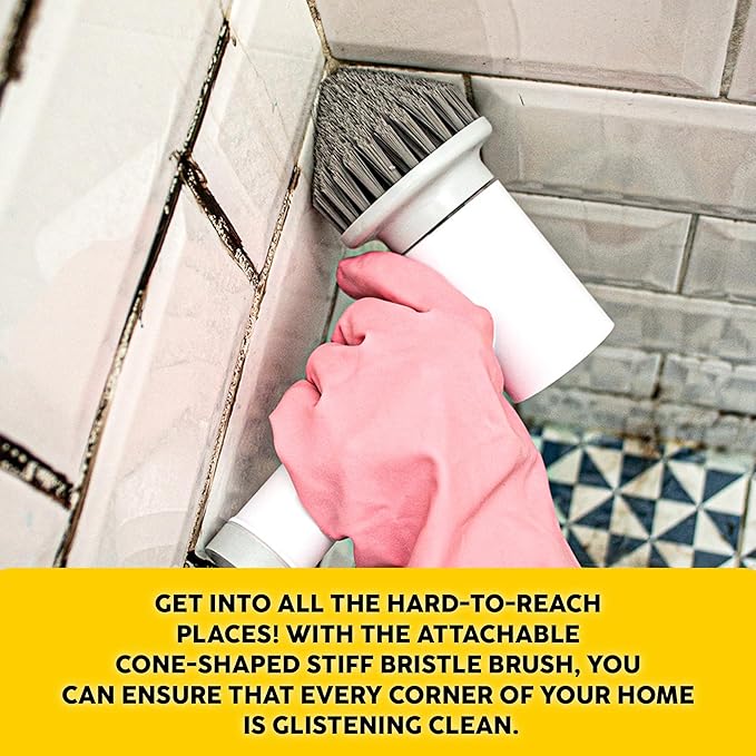 Electric Spin Scrubber, Power Cleaning Brush with 3 Heads, Cordless Waterproof Shower Scrubber with Dual Speed, Perfect for Cleaning Bathroom, Tile, Cars, Floor. Electric Scrub Brush for tub