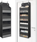 Over Door Organizer with 4 Large Capacity Pockets, Heavy Duty Hanging Organizer Storage for Closet Bathroom Nursery Bedroom Dorm, Toys Cosmetics Sundries and Baby Essentials, Black