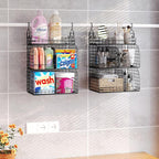 HapiRm Hanging Closet Organizer Storage - 3 Tier Metal Stackable Hanging Closet Shelves with Dividers and S Hooks, Foldable Clothes Shelves for Clothes, Pants, Shoes, Coat, Hats Clutches Accessories