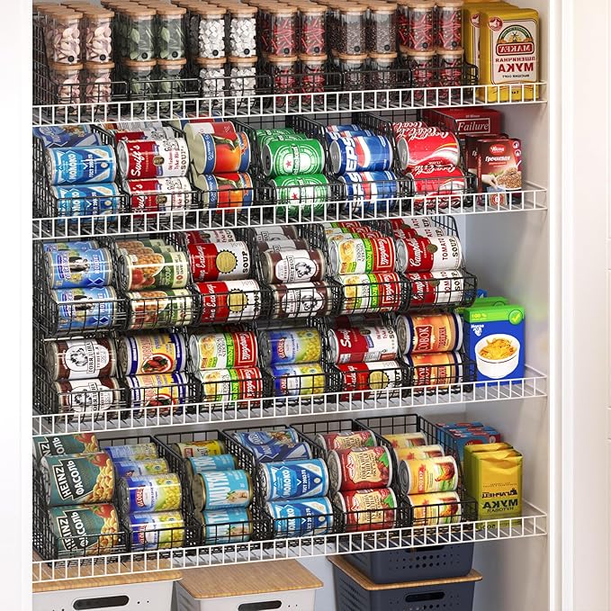 X-cosrack 6Pack Stackable Can Rack Organizer for Kitchen Pantry，Max Can Storage Holder,Durable Can Dispenser & Canned Goods Organizer for Various Ounces of Canned Food Soda Drinks, 2 Pack 3-Tier