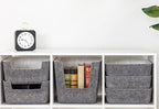 Three by Three Seattle felt·like·it!™ Large Cubby Storage Bin Set of 2 – Eco-Friendly Recycled Felt Bins for Home & Office Organization, Charcoal