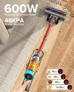 S8 Cordless Vacuum Cleaner, 600W 48Kpa 65mins Stick Vacuum Rechargeable, Wireless Lightweight Handheld Vacuum Cleaners for Home Pet Hair Carpet Hardwood Floor Car