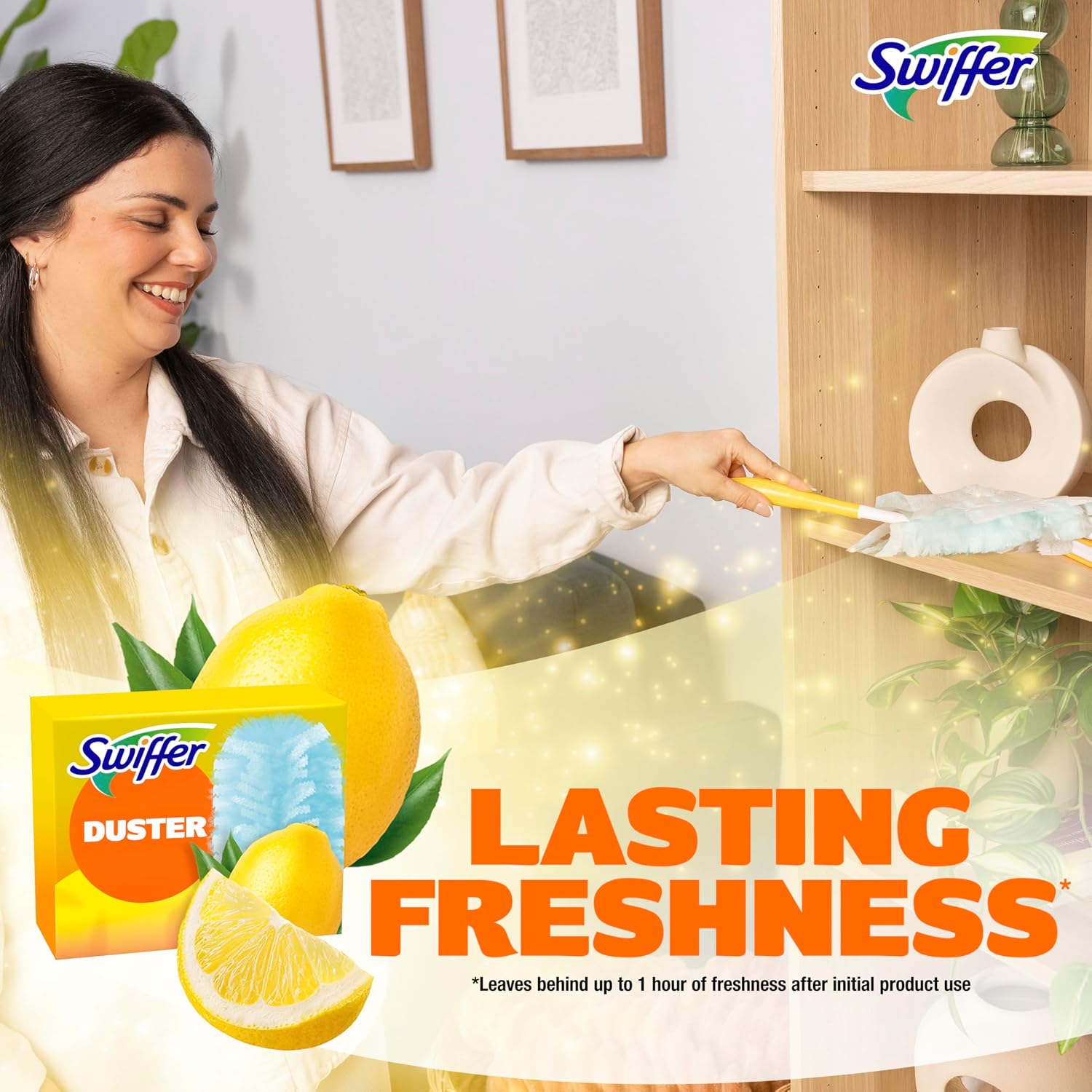 Dusters Refill for Cleaning, Feather & Microfiber Duster Disposable Alternative, for Dusting Furniture, Blinds, Ceiling Fans, Walls, Helps Remove Allergens, New Lemon Scent, 18ct