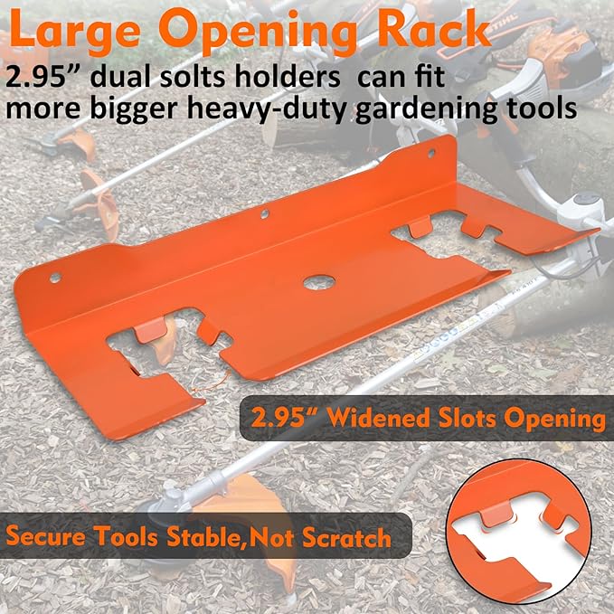 MUTUACTOR Weed Eater Hanger Heavy Duty,2 Slots Large Opening Garage Organizer WeedEater Hanger Wall Mount,Space-Saving Garden Power Tool Organizer for Holding Heavy Tools in Shed,Yard or Garden