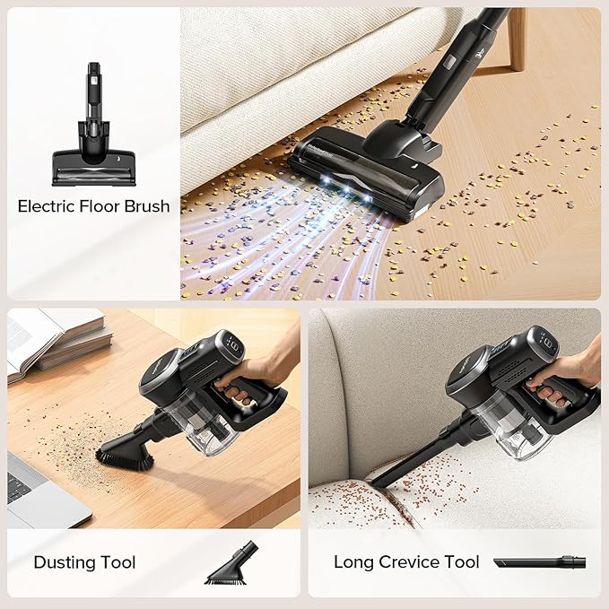 Lubluelu Upgraded 45kPa Cordless Vacuum Cleaner with Powerful Suction, Self-Standing Stick Vacuum Up to 50mins Runtime, Detachable Battery, Versatile Vacuum for Home, Carpet, Hard Floor, Pet Hair