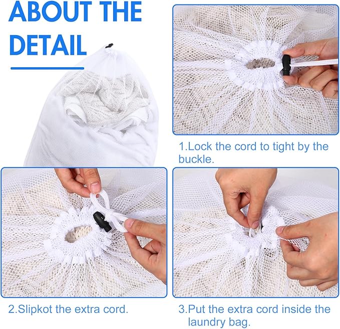 Berlune 30 Pack 24 x 36 Inches Large Mesh Bags for Laundry, Wash bags, Sturdy Mesh Material Closed with Drawstring, Factory, University, Dormitory, Travel and Apartment Dweller (White, Black, Gray)