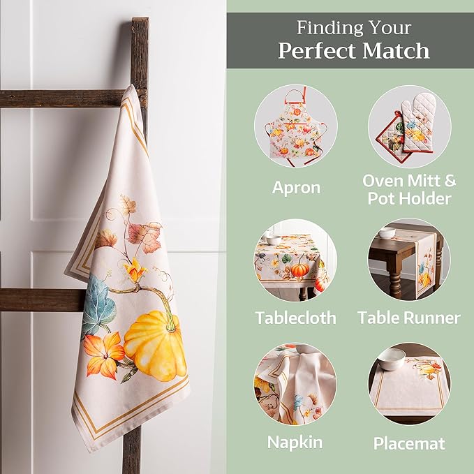 Maison d' Hermine Kitchen Towels Set of 3 100% Cotton 27.50" x 20" Reusable Cloth Tea Dish Towels Absorbent with Hanging Loop for Kitchen, Home, Dining, Cocktail Parties (Potiron)