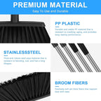 Heavy Duty Angle Broom, 55-Inch Long Handle Extra Wide 12.6 Inch Head, Stainless Steel Tube & PP Bristles for Pet Hair and Dust, Floor Safe - Black
