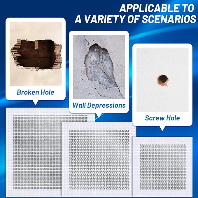 Ranekie 14 Pack Drywall Repairs Patch, 4/6/8 Inch Drywall Repair Kit with Extended Self-Adhesive Mesh,Large Hole Patch Repair for Drywall,Heavy Duty Dry Wall Hole Repair Patch
