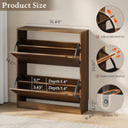 BORNOON Shoe Cabinet with 2 Flip Drawers, Slim Narrow Shoe Storage Cabinet, Freestanding Shoe Organizer with Adjustable & Removable Shelves, Top Display Shelf for Entryway, Hallway, Foyer, Closet