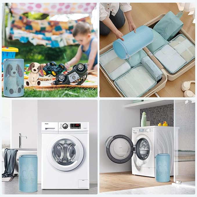 Kimmama Shoe Washing Machine Bag,Laundry Shoes Bags,Sneaker Wash Protector Sack,Sandwish Mesh,Blue,8x15"