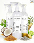 Non-Toxic Kitchen Cleaner 3 Pack (Stone, Steel, Glass) - 100% Natural Organic Ingredients that Truly Perform - Light Coconut, Tea Tree & Wood Scent