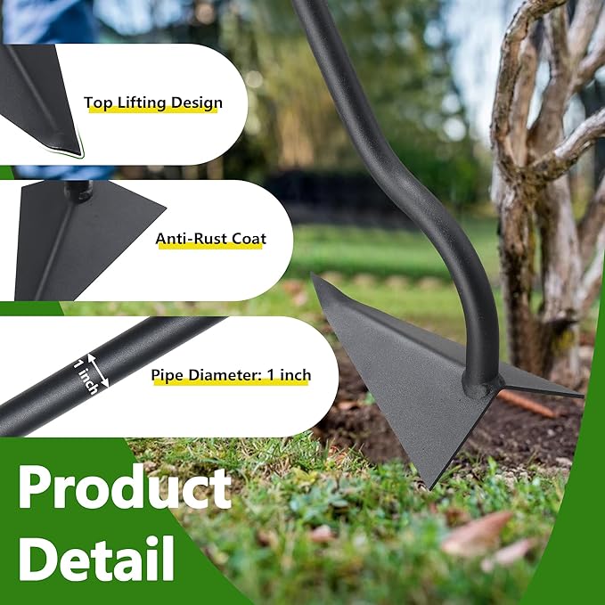 Garden Hoe, 59 Inch Triangle Warren Hoes for Cutting Trenches, Digging, Loosen The Soil, Weeding, Heavy Duty Hoe Garden Tool with Adjustable Long Handle