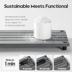 Instant Dry Sink Caddy Kitchen Sink Organizer, Quick Drying Stone Tray Diatomite Sponge Holder Soap Dish, Bathroom Countertop Fast Dry Water Absorbing Vanity Rack, Dark Gray,12" x 5"