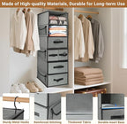 Durable 6-Tier hanging closet organizer with 5 Drawers & 3 Side Pocket,Thickened Fabric Hanging Shelves Holder with Sturdy Hook,Space-saving Storage Organization for Bedroom,Dorm,Guestroom,RV,Bathroom