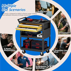 5 -Tier Heavy Duty Rolling Tool Cart on Wheels with 2 Lockable Drawers, Pegboard & Locking Wheels, 400Lbs Capacity Mobile Garage Storage Organizer for Mechanics, Workshop