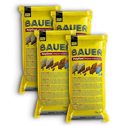 Bauer Instant Polymer Cement 4-Pack, Ready-to-Use Alternative to Mortar & Adhesives - Versatile for Concrete Crack Repair, Stone Tile Crack Repair & Brick Repair, Convenient, Durable & Easy to Store