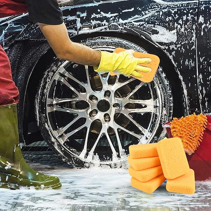 24 Pcs Large Cleaning Sponge, 7.5 x 5.5 x 1.9 Inch Grout Sponge, Yellow Car Wash Sponge, Multipurpose Large Sponges for Cleaning Kitchen, Window, Car, Bicycle