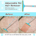 Carpet Rake for Pet Hair Removal - Reusable Pet Hair Remover, 60” Adjustable Long Handle Cat Dog Carpet Rake Scraper with Patented Design, Dog Hair Rake Brush for Rugs, Mats, Couch