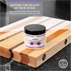 CLARK'S Cutting Board Care Kit - Includes Mineral Oil - Finishing Wax (6oz) - Applicator - Scrub Brush - Buffing Pad - Infused with Lavender and Rosemary Extract - Features Clark's Cutting Board Wax