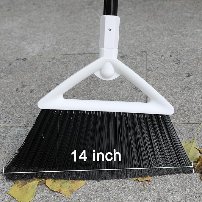 Heavy Duty Angle Broom 3 Pack - White Broom for Outdoor & Indoor, Garage, Driveway, Sidewalk, Kitchen & More, Long Handle