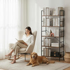 HealSmart 5 Tier Bookshelf, Free Standing Book Shelf Home Office Bookcase Shelf Storage Organizer for Bedroom, Living Room, Bathroom, Office, Balcony, Rustic Brown