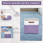 13x13 Cube Storage Bins, Collapsible Fabric Storage Box, 4 Pack Closet Baskets with Handles for Organizing, Shelf, Toys, Clothes, Home, Office, Nursery (Purple&White)