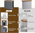Toilet Paper Storage Basket with Lid - The Ultimate Bathroom Organizer, Free Standing Toilet Paper Holder for Up to 9 Mega Rolls, Toilet Tissue Storage Bin with Handle for RV Closet, Grey