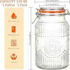 Amzcku Wide Mouth Vintage Mason Jars with Airtight Lid 128oz 1 Gallon, Canister Gallon Jars for Kitchen Storage - for Coffee, Sugar, Beans 2 Pack