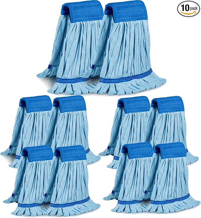 10 Pack - Large Microfiber Tube Mop 400GSM - Heavy Duty Industrial Wet Mop Head Refill,Commercial, Thick Fiber, Replacement Heads, Extra Absorbent