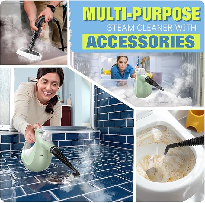 Steam Cleaner, Powerful Pressurized Handheld Steam Cleaner for Home with 11pcs Set, Chemical-Free Multi-Surface Steamer for Effective Cleaning Tile, Grout, Windows, Bathrooms, Kitchens, Upholstery,Car