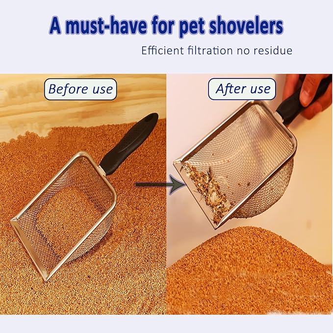 3 Pcs Soil Sifter for Gardening with Garden Shovel, (2.8/5 MM Mesh) Soil Sieve and Scoop for Screening Rock, Dirt, Compost and Gravel, 304 Stainless Steel: Rust-Resistant, Suitable for Beaches & Pets