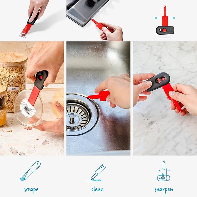 Dreamfarm Cleana 2-in-1 Self-Sharpening Cleaning Scraper & Hook Scraper, Safe for Non-Stick - Pack of 2, Party Mix