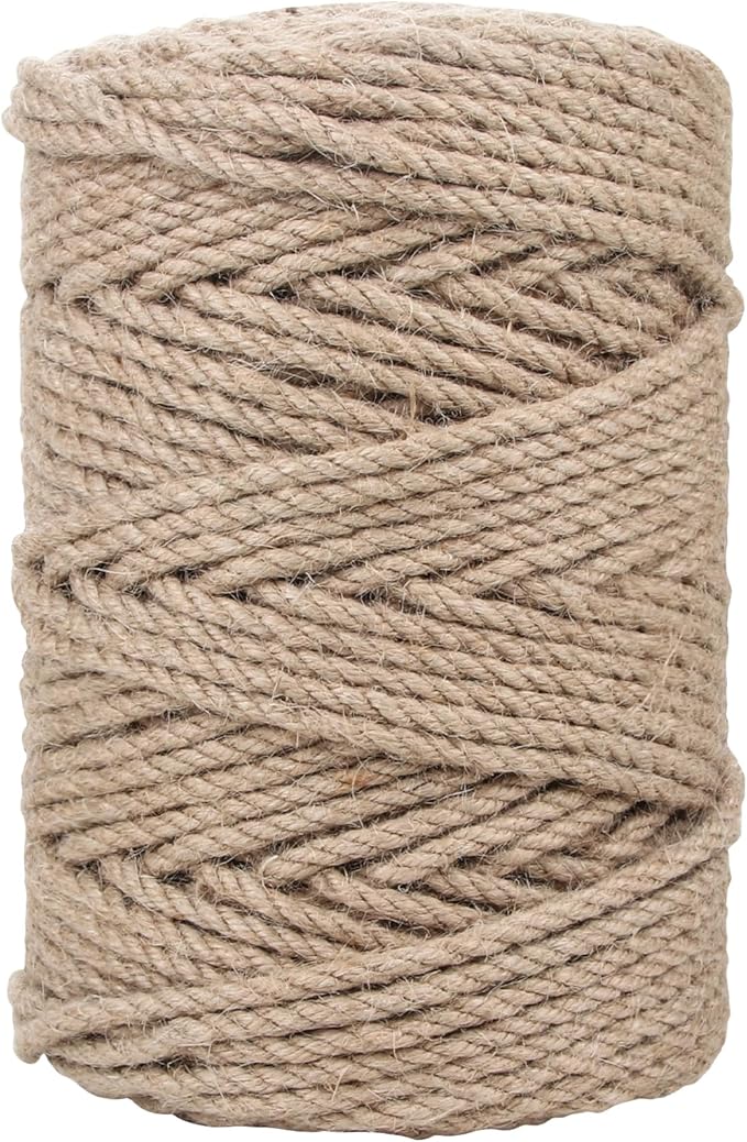Natural Jute Rope 4mm x109 Yard 3 Strand, ZUEXT Handmade Jute Twine String,Burlap Hemp Rope for Artworks Gardening Bundling Camping DIY Crafting Knitting Plant Hanger Gift Wrapping Decor(100m)