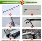 Weeder, 52" Long Metal Handle Weed Puller Tool with 4 Stainless Steel Claw, Weeding Tool for Lawn and Garden, Easily Remove Weeds Without Bending, Pulling, or Kneeling.