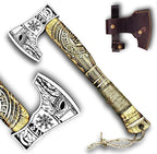 AX-7992 Custom Gift Forged Carbon Steel Viking Axe with Rose Wood Shaft, Viking Bearded Camping Axe, Mens Gift, Poshland Axe