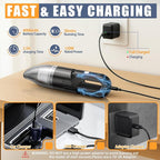 Handheld Car Vacuum Portable Cordless, Dust Buster Rechargeable High Power Suction, Mini Hand Held Vacuum Cleaner with Washable HEPA Filter, Multi-Nozzles, Lightweight Hand Vacuum for Car Home Office