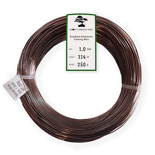 Anodized Aluminum 1.0mm Bonsai Training Wire 250g Large Roll (375 feet) - Choose Your Size and Color (1.0mm, Brown)