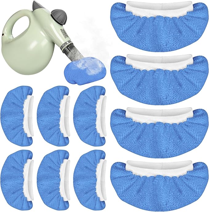 10 Pack Microfiber Cloth for Handheld Steam Shot, Steam Cleaner Accessories, Reusable Washable Steam Mop Pads Compatible with Most of Handheld Steam Shot/Cleaners （Blue）