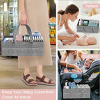 2In1 Baby Diaper Caddy & 3-Tier Rolling Diaper Cart, Diaper Caddy Organizer Cart with Dividers, Mobile Metal Utility Cart for Nursery Essentials, Detachable Bedside Cart, Large Capacity